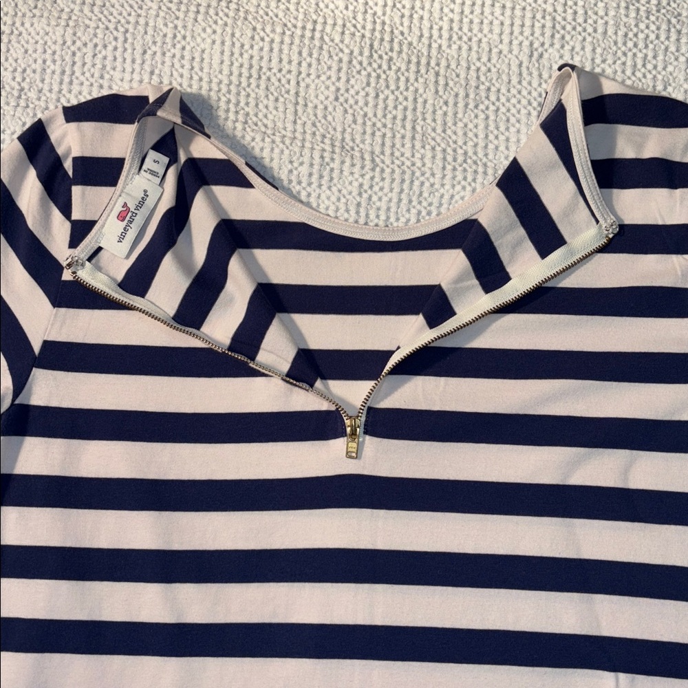 Vineyard Vines Navy and White Striped Dress, Short Sleeves, Zipper Back, Small - Picture 13 of 14